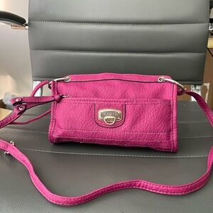 Rosetti Pink Crossbody Bag with Adjustable Strap and Textured Finish